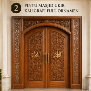 Pintu Masjid Ukir Kaligrafi Full Ornamen – Mewah & Berkelas