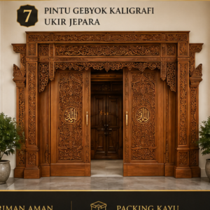 Pintu Gebyok Kaligrafi Ukir Jepara Mewah Kayu Jati Premium