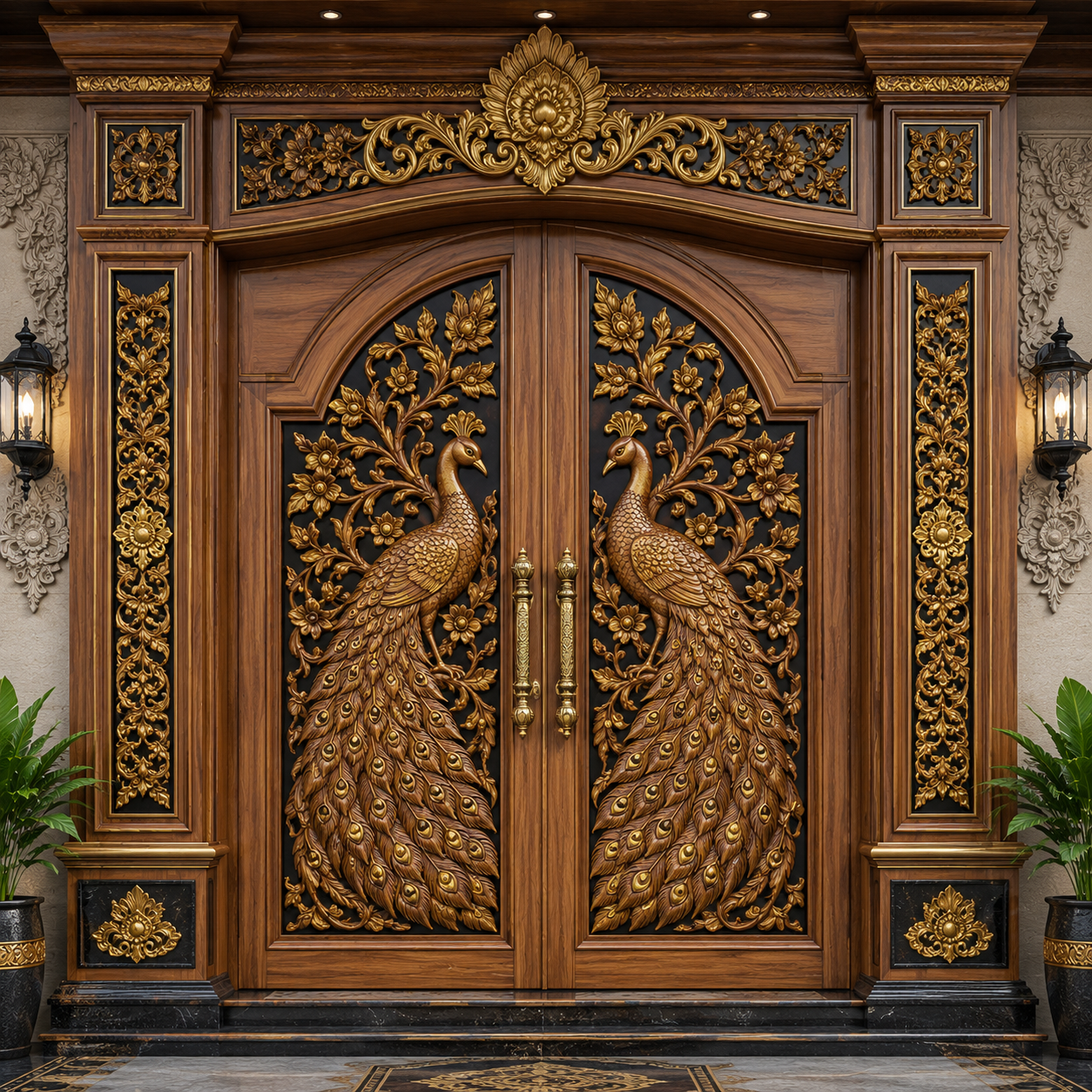 pintu utama ukiran burung merak motif majapahit mewah kayu jati premium pintu utama ukiran burung merak motif majapahit mewah kayu jati premium