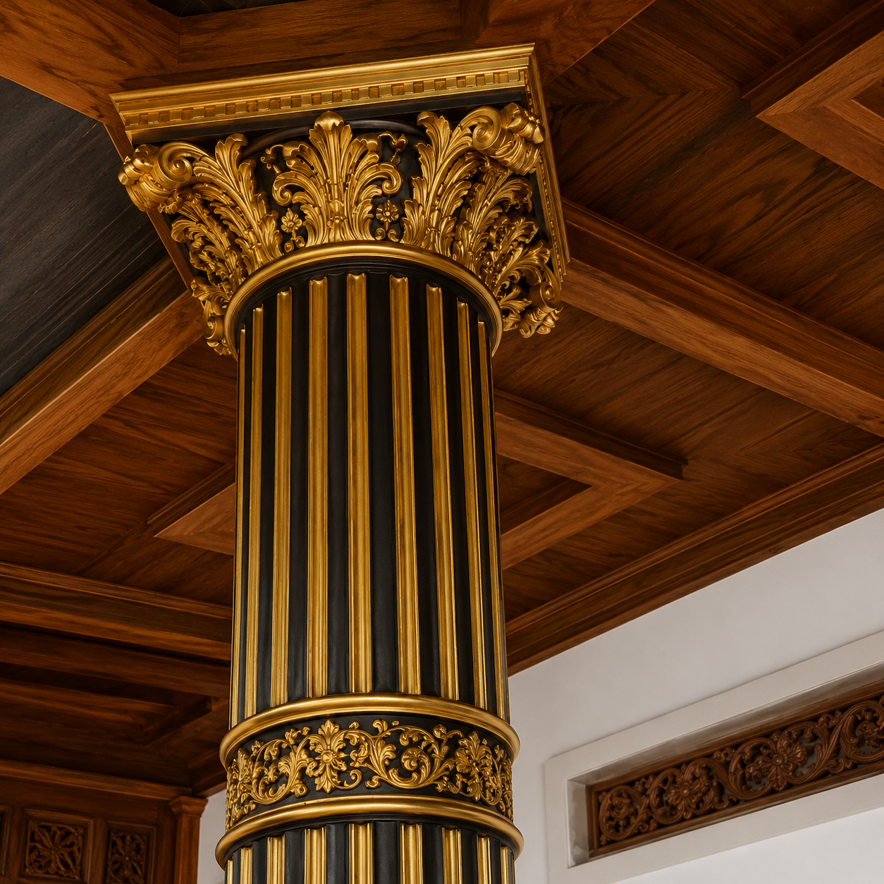 tiang ukir mewah gold & black – pilar elegan kayu jati premium tiang ukir mewah gold & black – pilar elegan kayu jati premium