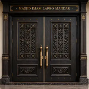 pintu masjid ukir jepara kayu jati mewah – desain eksklusif masjid imam lapeo mandar