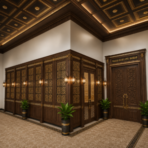 interior makam imam lapeo mandar mewah dengan ukiran kaligrafi kayu jati premium