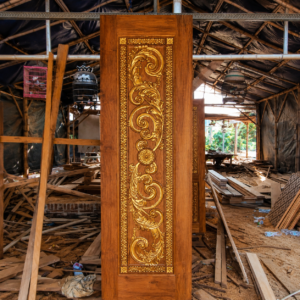 pintu ukir kayu jati motif emas mewah – karya elegan handmade jepara