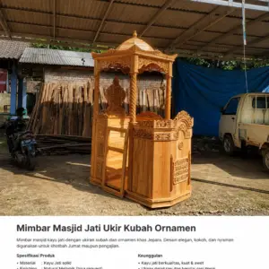 mimbar masjid ukir kayu jati kubah jepara elegan & mewah