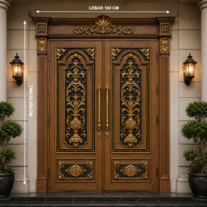 pintu rumah ukir italia premium natural black gold 160 x 250 cm