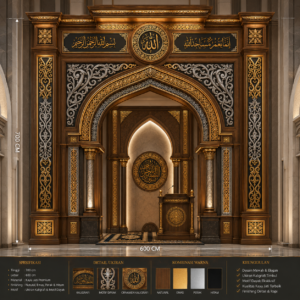 mihrab masjid ukiran kaligrafi motif dayak mewah