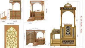 Mimbar Masjid Ukir Jati Kaligrafi Mewah Premium Elegan