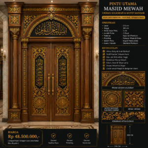 pintu utama masjid ukiran kaligrafi & motif mandar sulawesi barat kayu jati premium