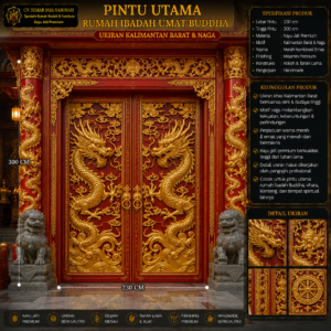 : pintu utama rumah ibadah umat buddha ukiran kalimantan barat & naga mewah