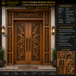 pintu utama rumah mewah ukiran dayak kalimantan barat kayu jati premium