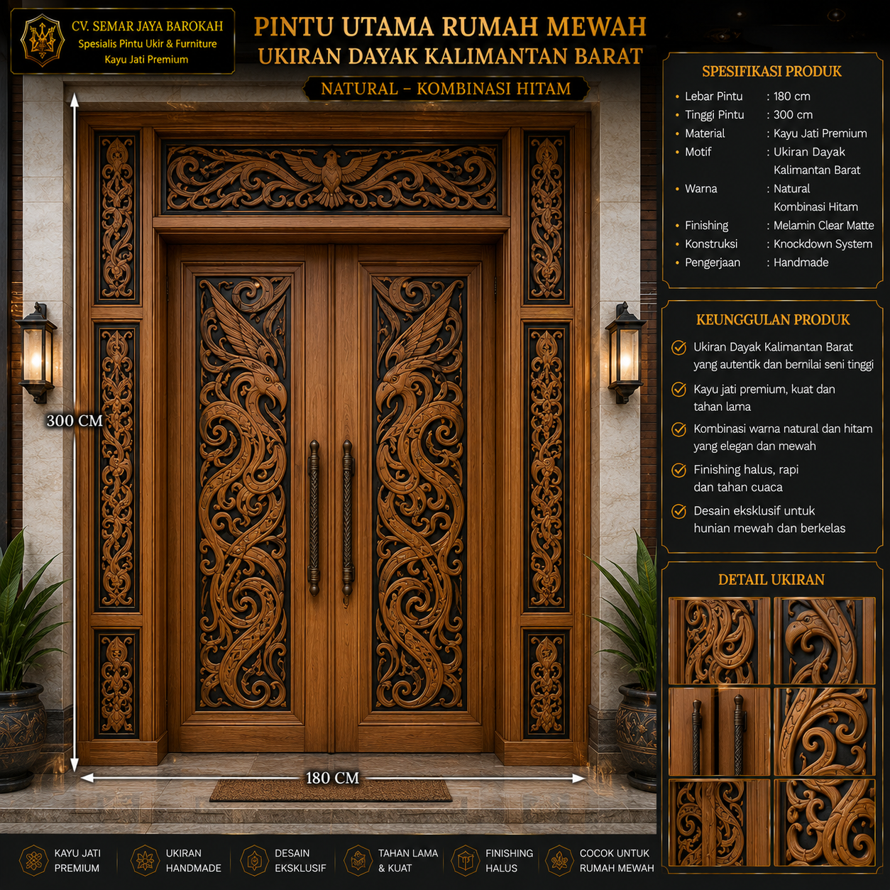 pintu utama rumah mewah ukiran dayak kalimantan barat kayu jati premium pintu utama rumah mewah ukiran dayak kalimantan barat kayu jati premium