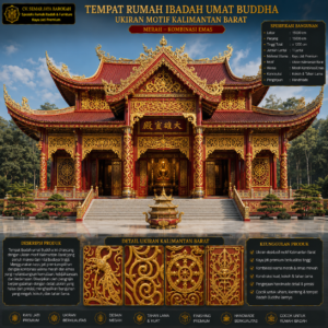 rumah ibadah umat buddha mewah motif kalimantan barat merah emas