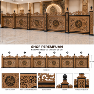 shof pembatas perempuan ukir kaligrafi motif kalimantan selatan – natural elegan kombinasi hitam