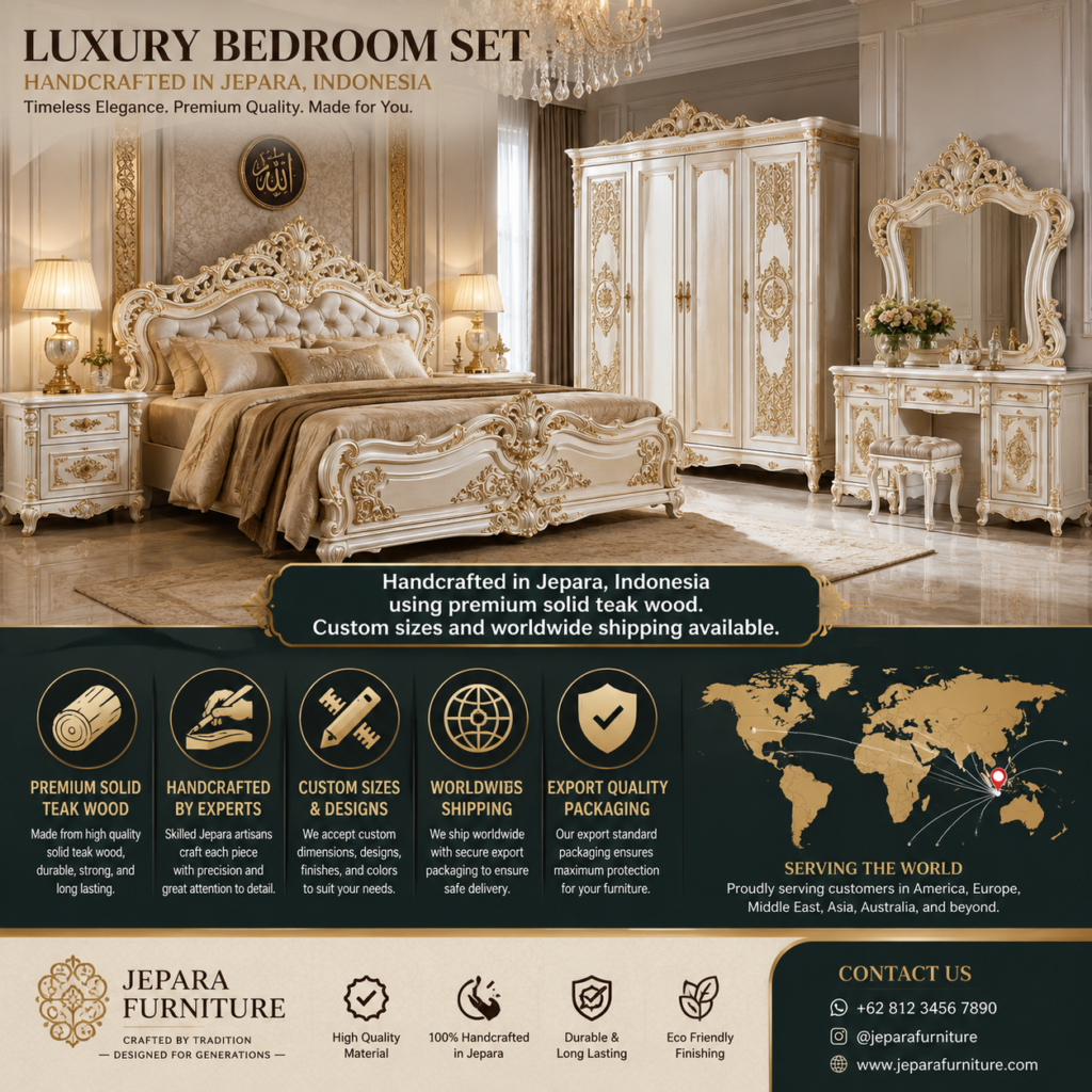 Luxury Bedroom Set – Handcrafted in Jepara, Indonesia Luxury Bedroom Set – Handcrafted in Jepara, Indonesia