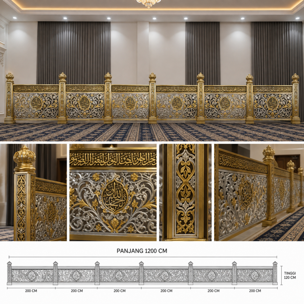 Shof Perempuan Masjid Ukiran Kaligrafi Arab & Motif Kalimantan Barat – Panjang 1200 8253729f 4a88 42c7 99fb c2e64fd57a45
