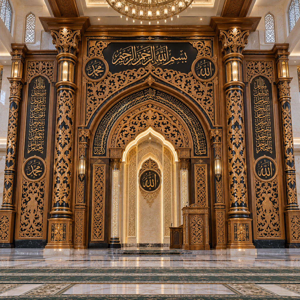 Mihrab Masjid Agung – Harmoni Ukiran Kaligrafi Arab & Motif Tradisional Kalimantan Tengah 73bf885f 04dc 4b07 89d3 59297685a15a