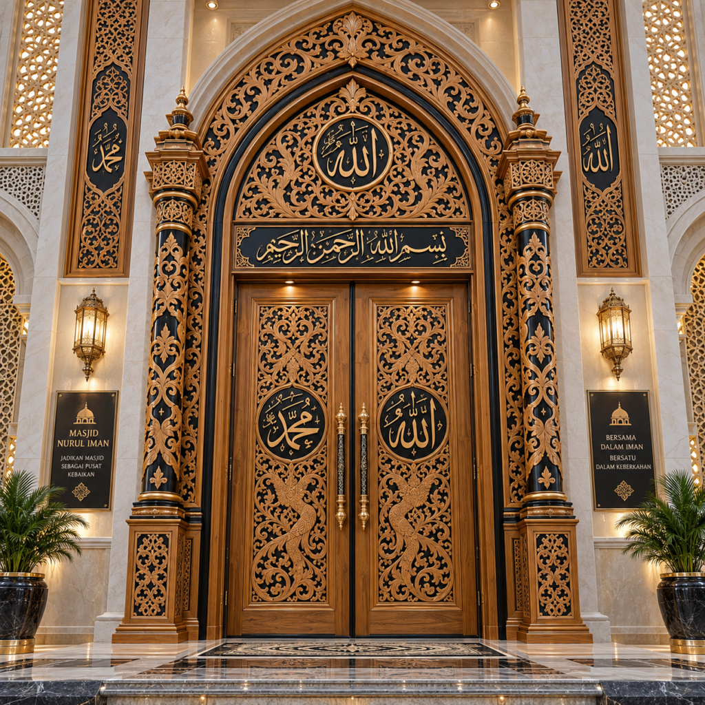 PINTU UTAMA MASJID MEWAH – UKIRAN KALIGRAFI ARAB & MOTIF KALIMANTAN TENGAH 7a4abad4 8494 419b 9a11 b0e4870ab9a7