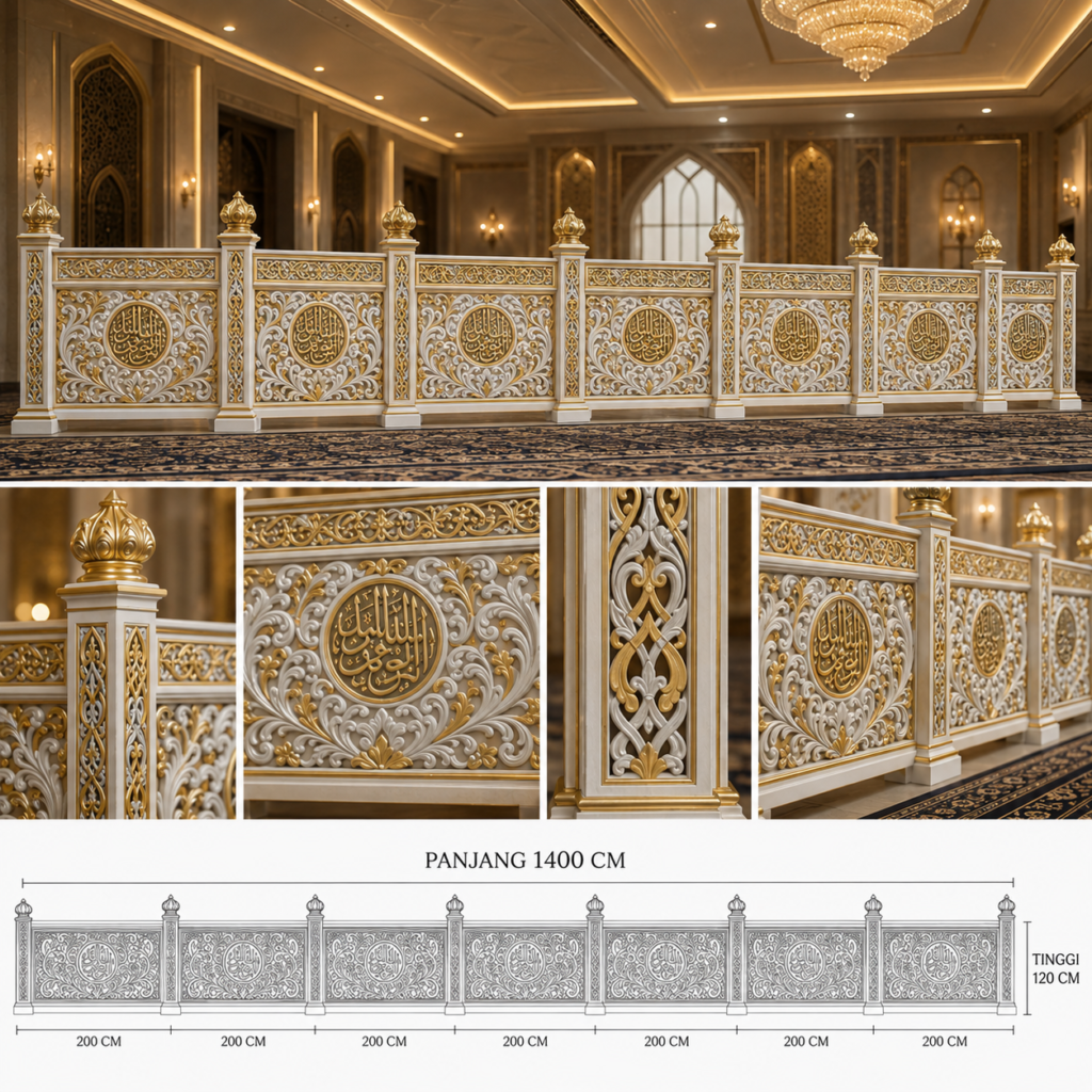 Shof Perempuan Masjid Mewah Ukiran Kaligrafi Arab & Motif Kalimantan Tengah – 1400 CM b54a3803 84a6 4d12 8129 25fc441a3c49